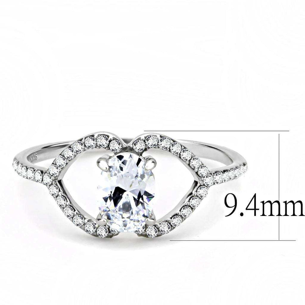 DA137 - High polished (no plating) Stainless Steel Ring with AAA Grade CZ in Clear - Alamode - Flyclothing LLC