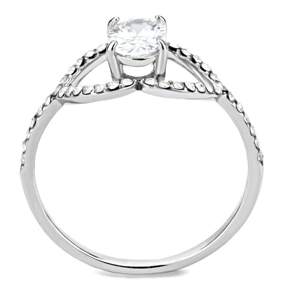 DA137 - High polished (no plating) Stainless Steel Ring with AAA Grade CZ in Clear - Alamode - Flyclothing LLC