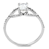 DA137 - High polished (no plating) Stainless Steel Ring with AAA Grade CZ in Clear - Alamode - Flyclothing LLC