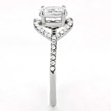 DA137 - High polished (no plating) Stainless Steel Ring with AAA Grade CZ in Clear - Alamode - Flyclothing LLC