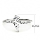 DA138 - High polished (no plating) Stainless Steel Ring with AAA Grade CZ in Clear - Alamode - Flyclothing LLC