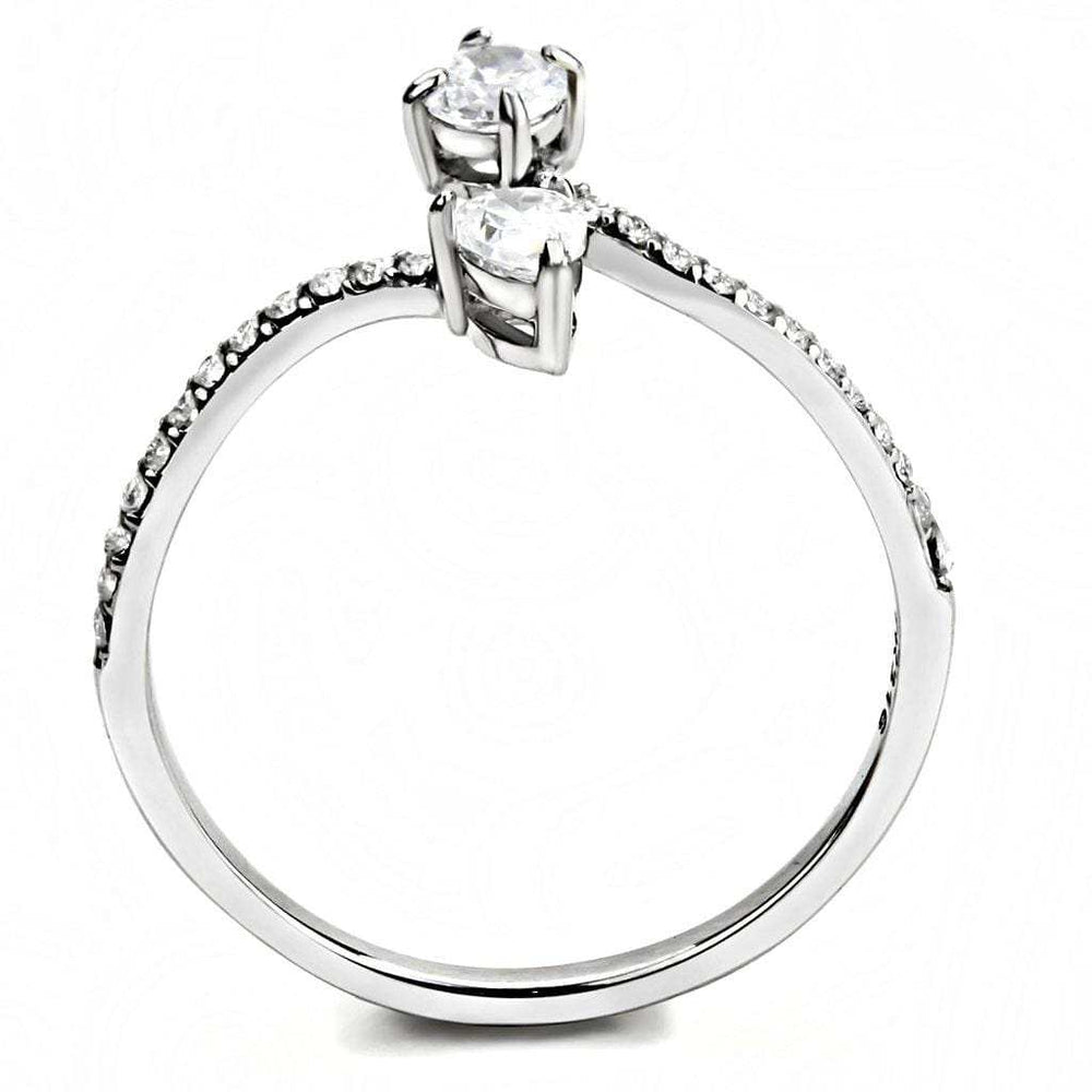 DA138 - High polished (no plating) Stainless Steel Ring with AAA Grade CZ in Clear - Alamode - Flyclothing LLC