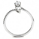 DA138 - High polished (no plating) Stainless Steel Ring with AAA Grade CZ in Clear - Alamode - Flyclothing LLC