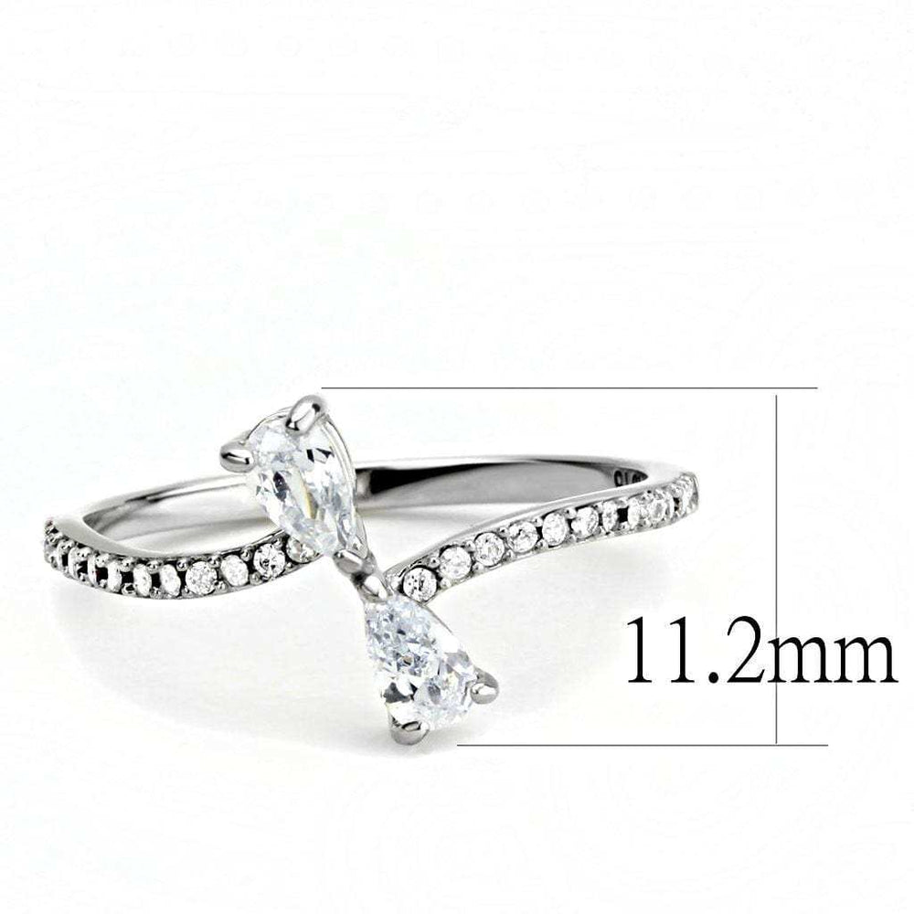 DA139 - High polished (no plating) Stainless Steel Ring with AAA Grade CZ in Clear - Alamode - Flyclothing LLC