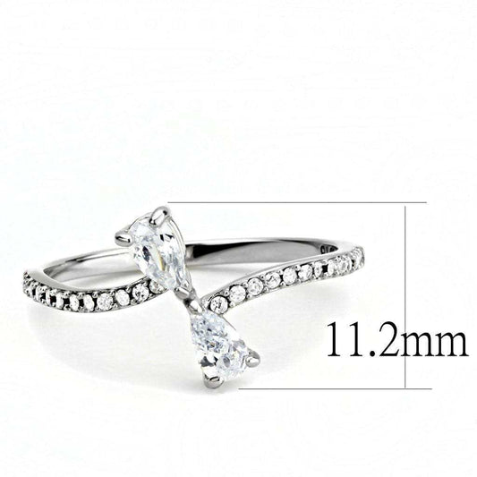 DA139 - High polished (no plating) Stainless Steel Ring with AAA Grade CZ in Clear - Alamode - Flyclothing LLC