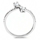 DA139 - High polished (no plating) Stainless Steel Ring with AAA Grade CZ in Clear - Alamode - Flyclothing LLC