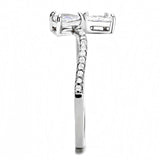 DA139 - High polished (no plating) Stainless Steel Ring with AAA Grade CZ in Clear - Alamode - Flyclothing LLC