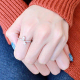 DA139 - High polished (no plating) Stainless Steel Ring with AAA Grade CZ in Clear - Alamode - Flyclothing LLC