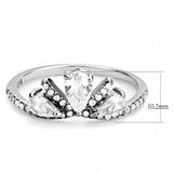DA140 - High polished (no plating) Stainless Steel Ring with AAA Grade CZ in Clear - Alamode - Flyclothing LLC