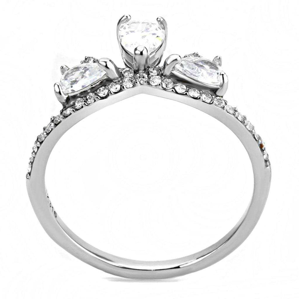 DA140 - High polished (no plating) Stainless Steel Ring with AAA Grade CZ in Clear - Alamode - Flyclothing LLC