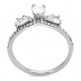DA140 - High polished (no plating) Stainless Steel Ring with AAA Grade CZ in Clear - Alamode - Flyclothing LLC