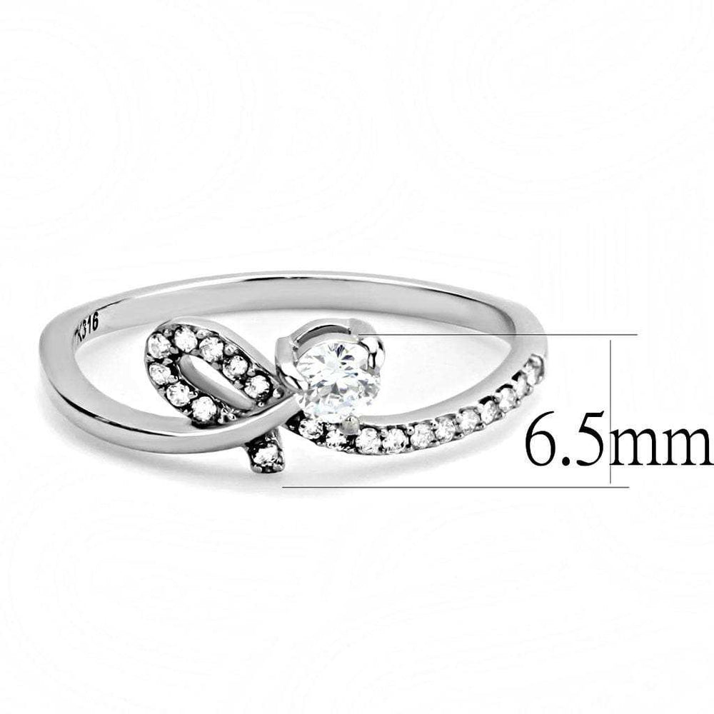 DA142 - High polished (no plating) Stainless Steel Ring with AAA Grade CZ in Clear - Alamode - Flyclothing LLC