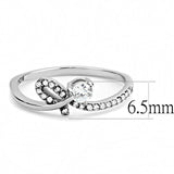 DA142 - High polished (no plating) Stainless Steel Ring with AAA Grade CZ in Clear - Alamode - Flyclothing LLC