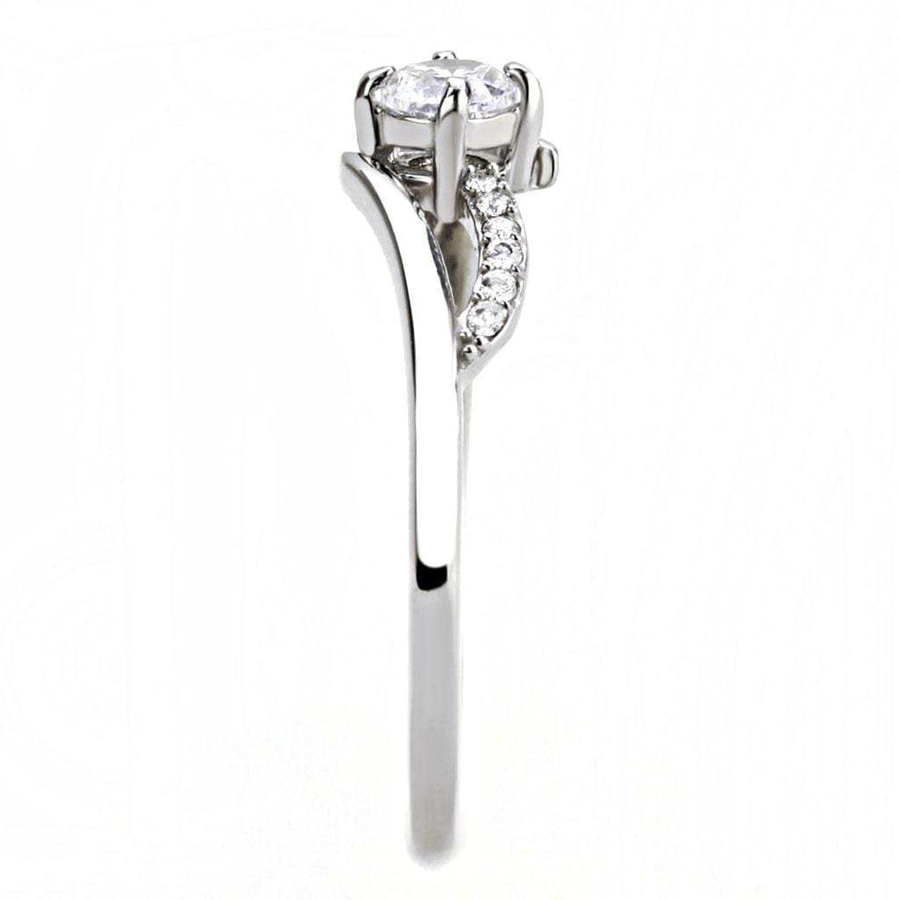 DA144 - High polished (no plating) Stainless Steel Ring with AAA Grade CZ in Clear - Alamode - Flyclothing LLC