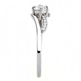 DA144 - High polished (no plating) Stainless Steel Ring with AAA Grade CZ in Clear - Alamode - Flyclothing LLC