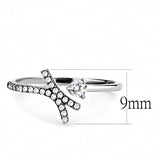 DA145 - High polished (no plating) Stainless Steel Ring with AAA Grade CZ in Clear - Alamode - Flyclothing LLC