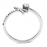 DA145 - High polished (no plating) Stainless Steel Ring with AAA Grade CZ in Clear - Alamode - Flyclothing LLC