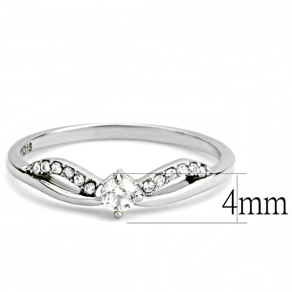DA146 - High polished (no plating) Stainless Steel Ring with AAA Grade CZ in Clear - Alamode - Flyclothing LLC