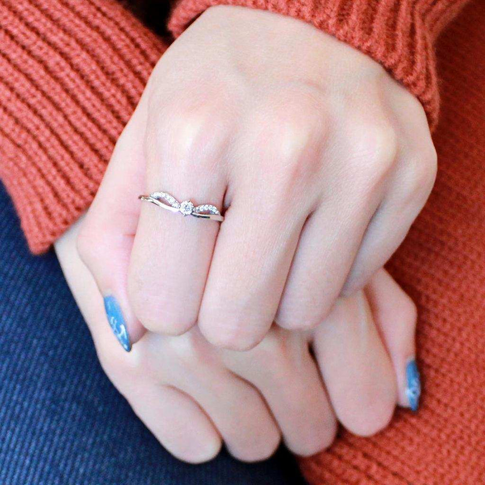 DA146 - High polished (no plating) Stainless Steel Ring with AAA Grade CZ in Clear - Alamode - Flyclothing LLC