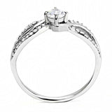 DA147 - High polished (no plating) Stainless Steel Ring with AAA Grade CZ in Clear - Alamode - Flyclothing LLC