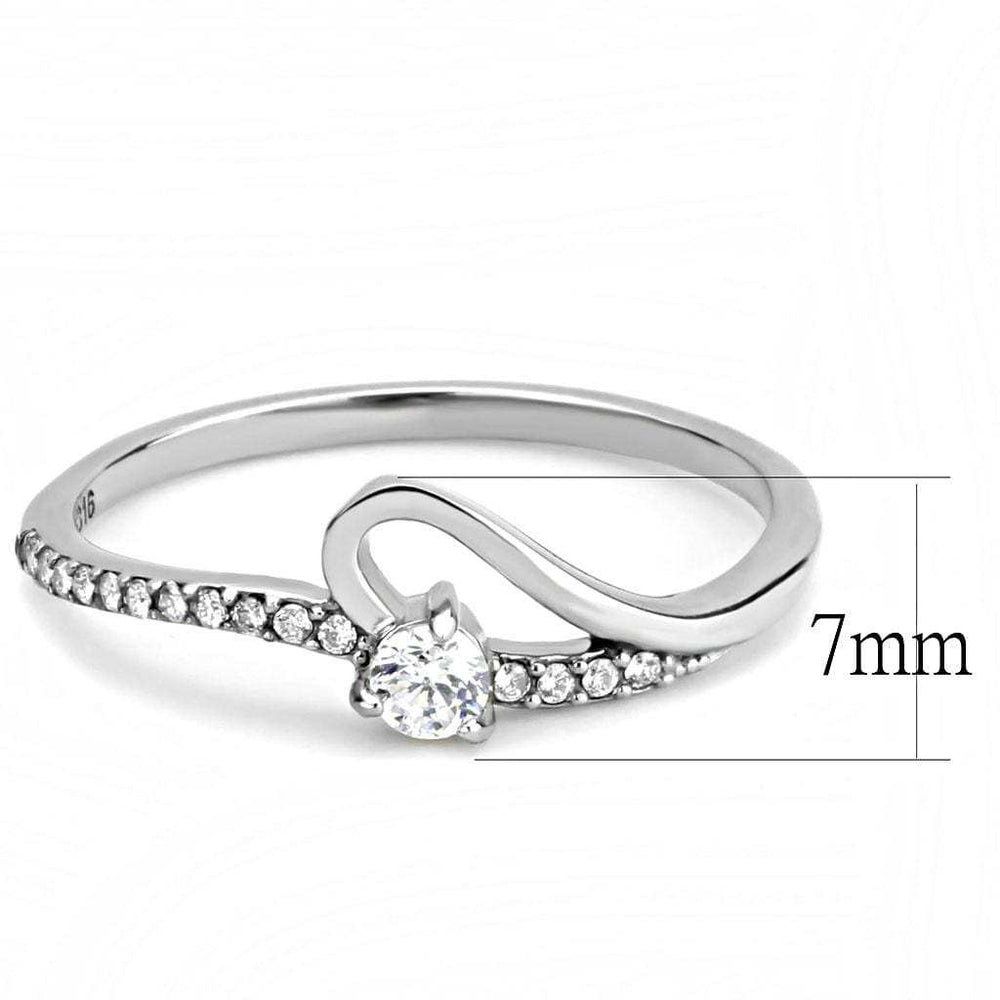 DA148 - High polished (no plating) Stainless Steel Ring with AAA Grade CZ in Clear - Alamode - Flyclothing LLC