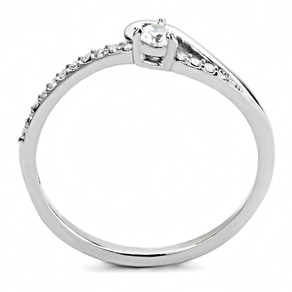 DA148 - High polished (no plating) Stainless Steel Ring with AAA Grade CZ in Clear - Alamode - Flyclothing LLC