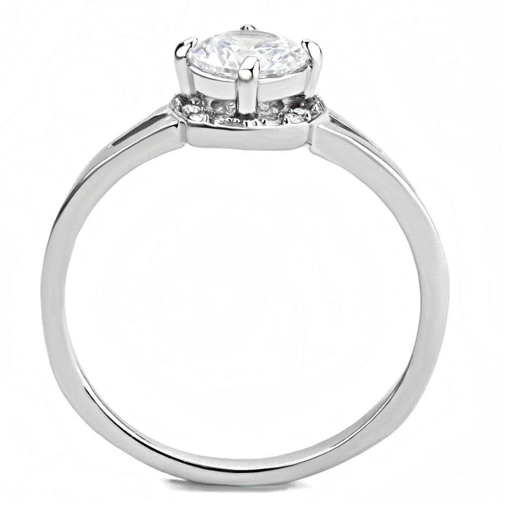 DA150 - High polished (no plating) Stainless Steel Ring with AAA Grade CZ in Clear - Alamode - Flyclothing LLC