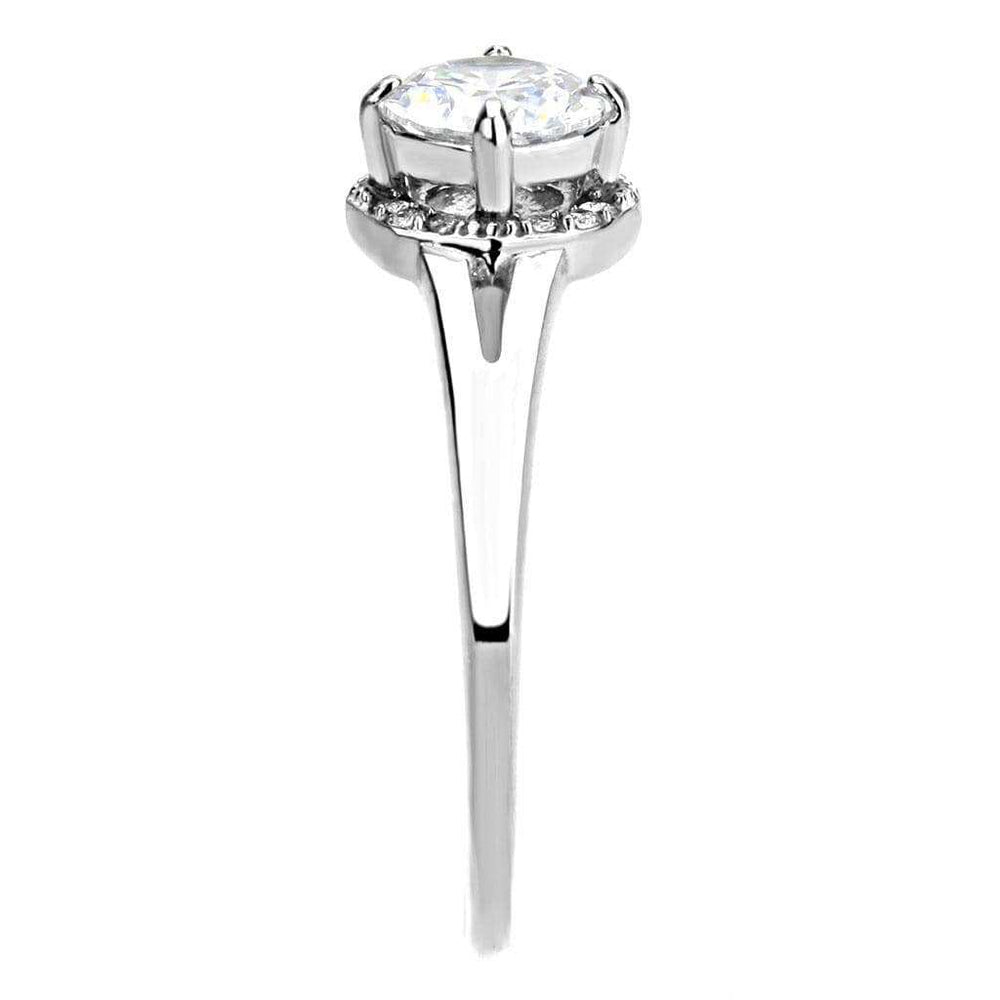 DA150 - High polished (no plating) Stainless Steel Ring with AAA Grade CZ in Clear - Alamode - Flyclothing LLC