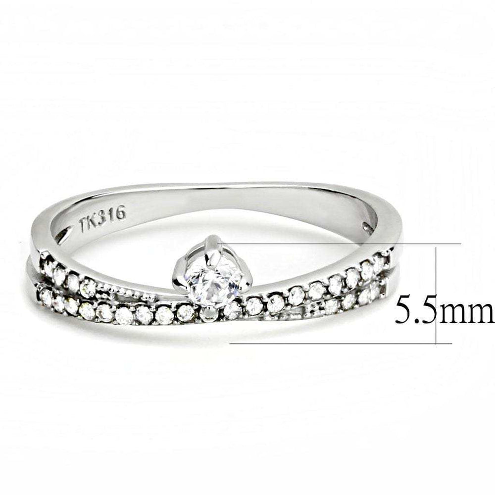 DA153 - High polished (no plating) Stainless Steel Ring with AAA Grade CZ in Clear - Alamode - Flyclothing LLC
