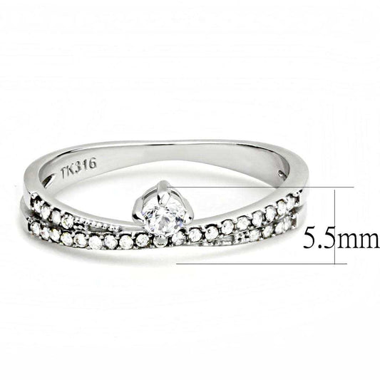 DA153 - High polished (no plating) Stainless Steel Ring with AAA Grade CZ in Clear - Alamode - Flyclothing LLC