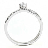 DA153 - High polished (no plating) Stainless Steel Ring with AAA Grade CZ in Clear - Alamode - Flyclothing LLC