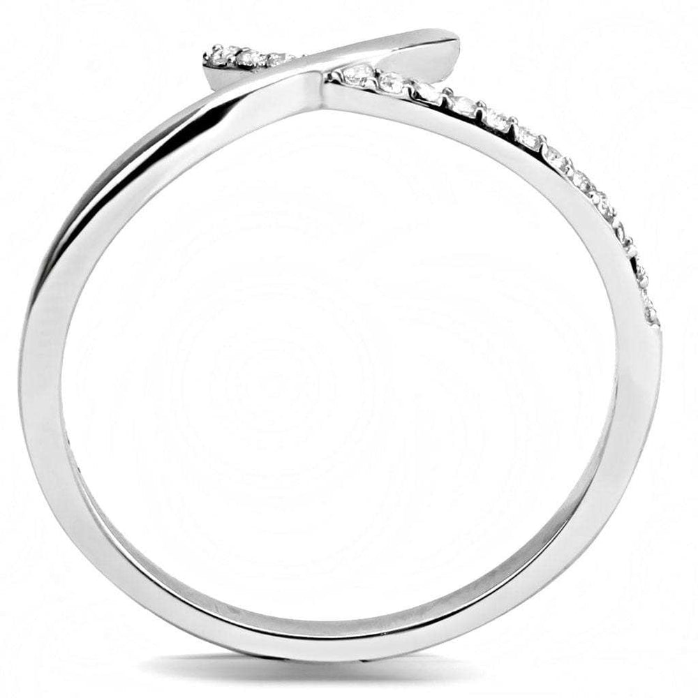 DA154 - High polished (no plating) Stainless Steel Ring with AAA Grade CZ in Clear - Alamode - Flyclothing LLC