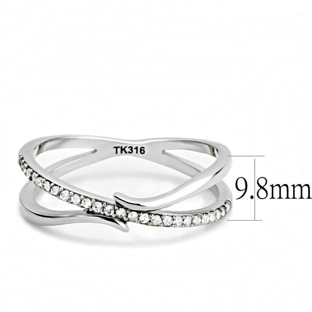 DA155 - High polished (no plating) Stainless Steel Ring with AAA Grade CZ in Clear - Alamode - Flyclothing LLC