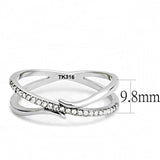 DA155 - High polished (no plating) Stainless Steel Ring with AAA Grade CZ in Clear - Alamode - Flyclothing LLC
