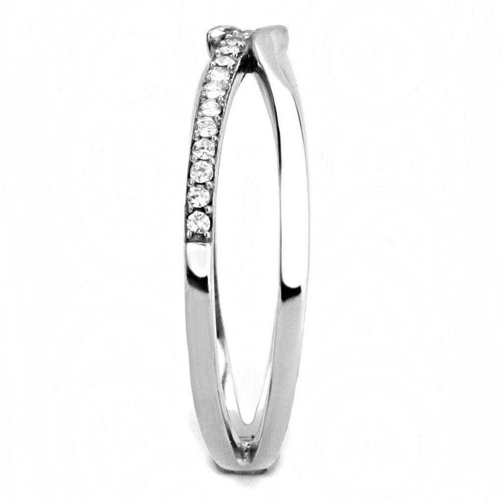 DA155 - High polished (no plating) Stainless Steel Ring with AAA Grade CZ in Clear - Alamode - Flyclothing LLC