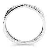 DA158 - High polished (no plating) Stainless Steel Ring with AAA Grade CZ in Clear - Alamode - Flyclothing LLC