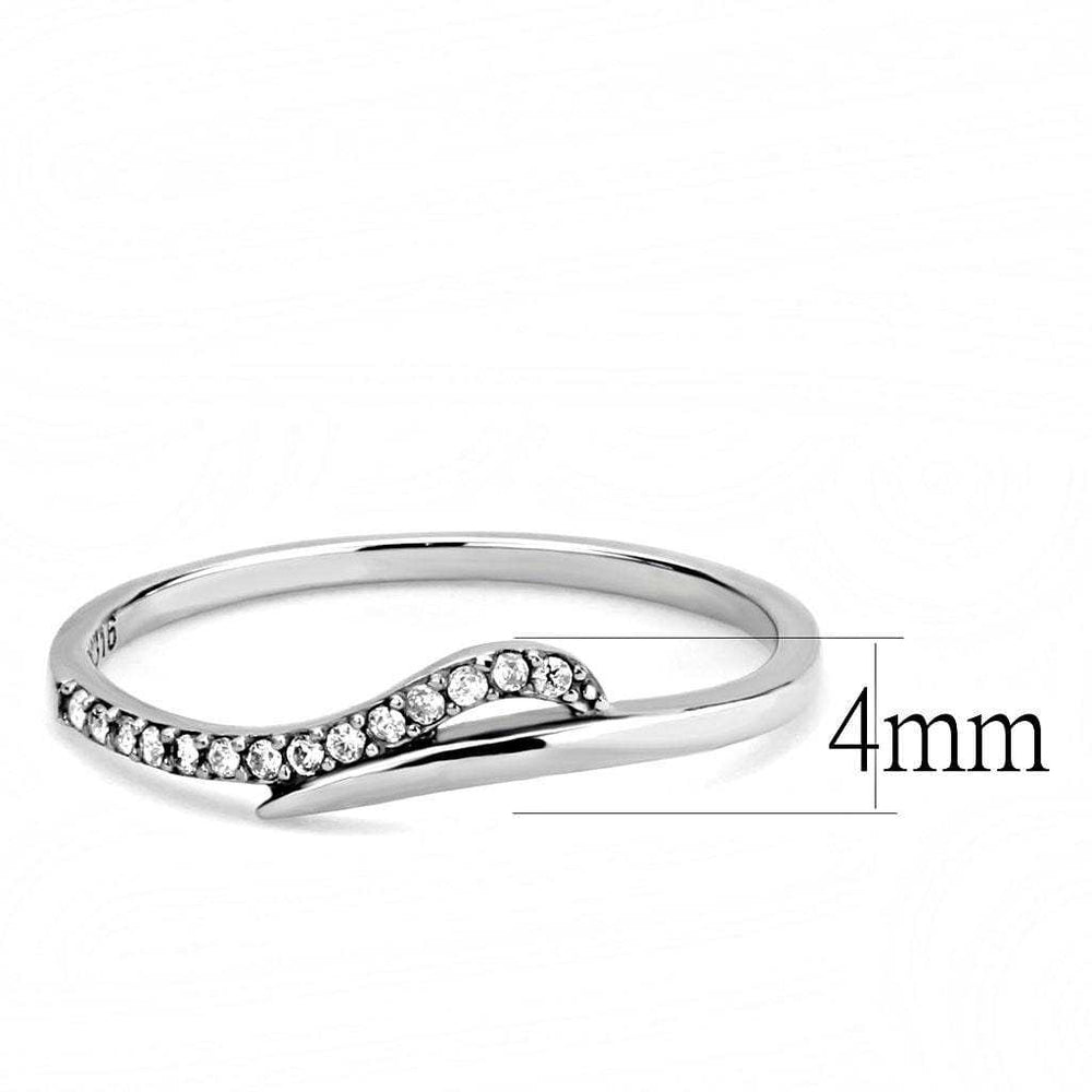 DA159 - High polished (no plating) Stainless Steel Ring with AAA Grade CZ in Clear - Alamode - Flyclothing LLC