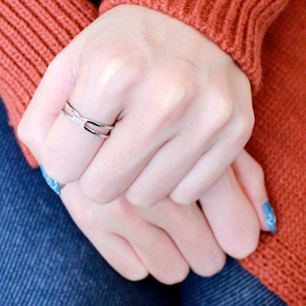 DA160 - High polished (no plating) Stainless Steel Ring with AAA Grade CZ in Clear - Alamode - Flyclothing LLC