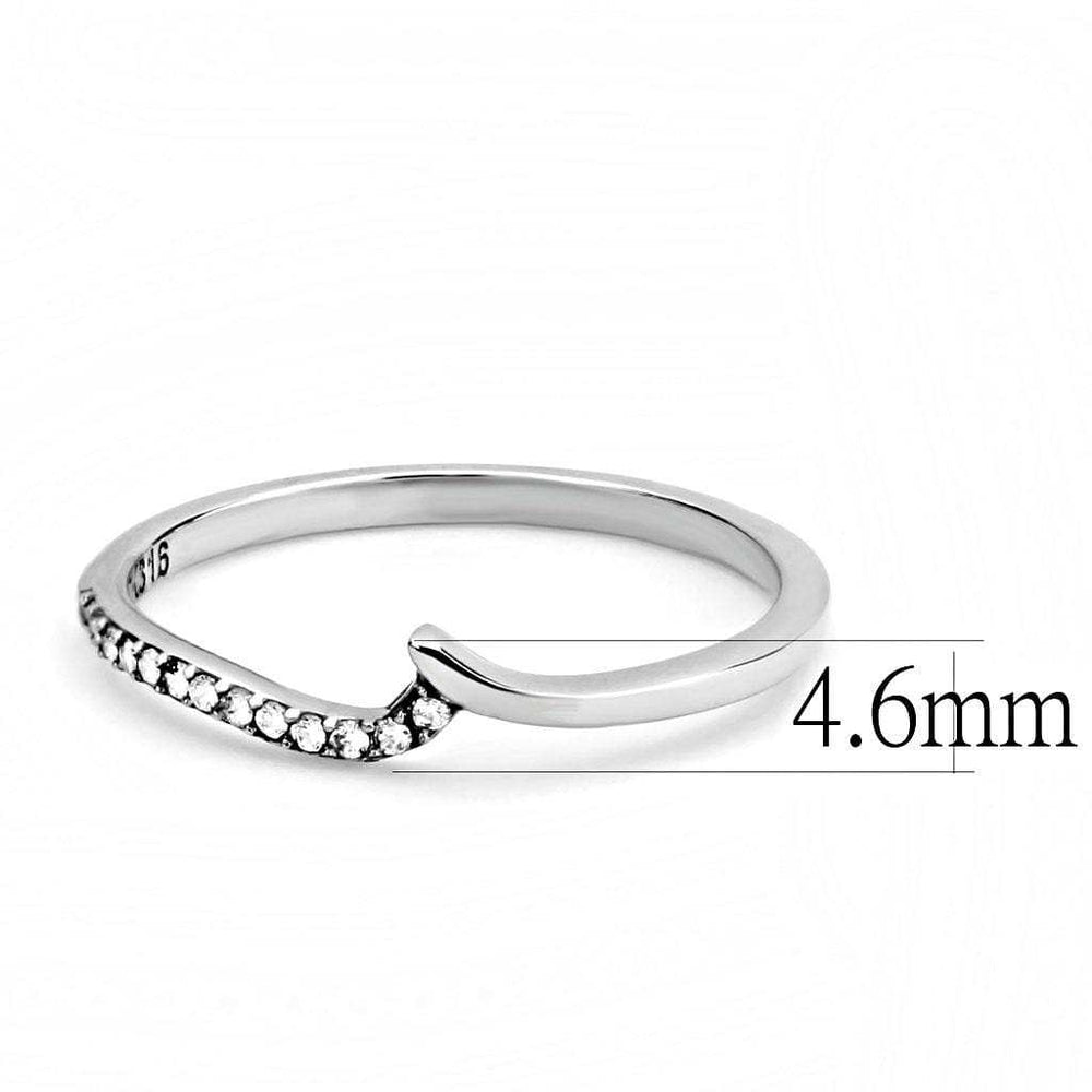 DA162 - High polished (no plating) Stainless Steel Ring with AAA Grade CZ in Clear - Alamode - Flyclothing LLC