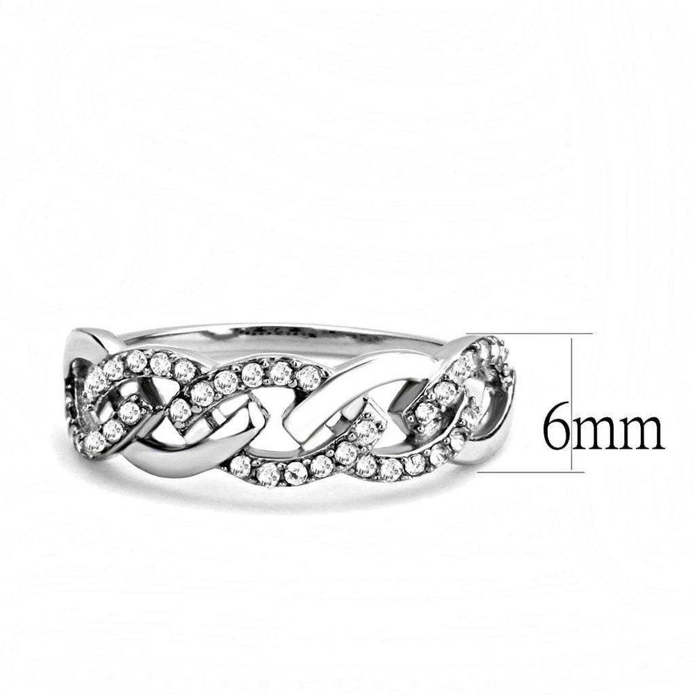 DA163 - High polished (no plating) Stainless Steel Ring with AAA Grade CZ in Clear - Alamode - Flyclothing LLC