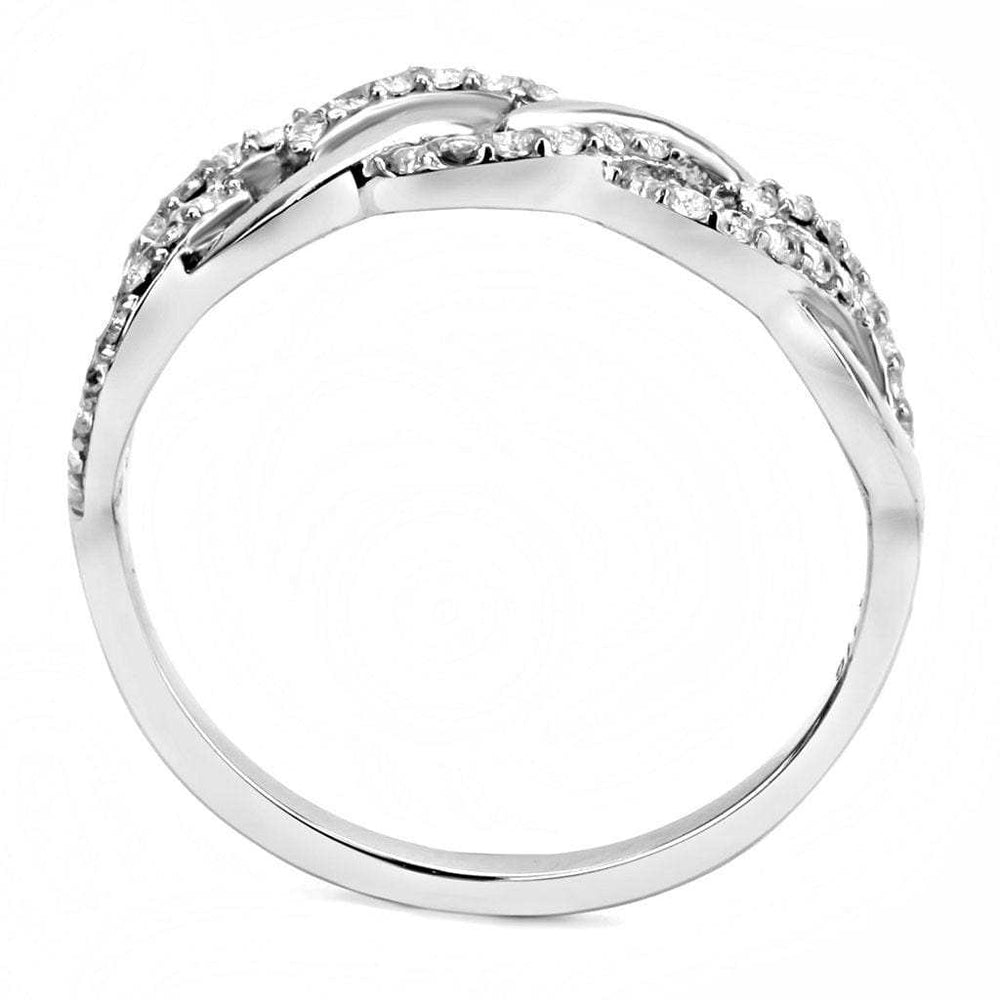 DA163 - High polished (no plating) Stainless Steel Ring with AAA Grade CZ in Clear - Alamode - Flyclothing LLC