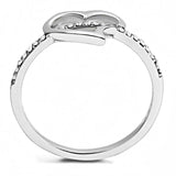 DA164 - High polished (no plating) Stainless Steel Ring with AAA Grade CZ in Clear - Alamode - Flyclothing LLC