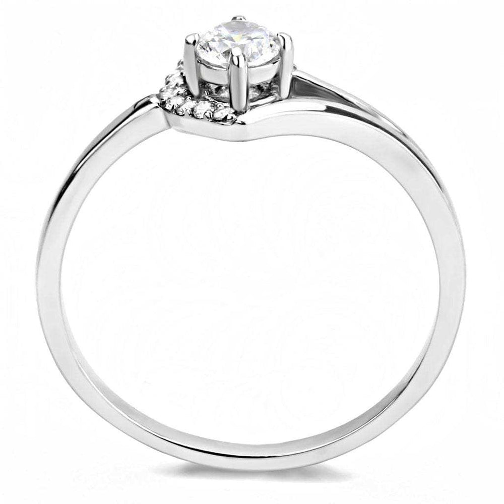 DA165 - High polished (no plating) Stainless Steel Ring with AAA Grade CZ in Clear - Alamode - Flyclothing LLC