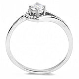 DA165 - High polished (no plating) Stainless Steel Ring with AAA Grade CZ in Clear - Alamode - Flyclothing LLC