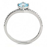 DA167 - High polished (no plating) Stainless Steel Ring with AAA Grade CZ in Sea Blue - Alamode - Flyclothing LLC