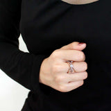 DA169 - IP Rose Gold(Ion Plating) Stainless Steel Ring with AAA Grade CZ in Clear - Alamode - Flyclothing LLC