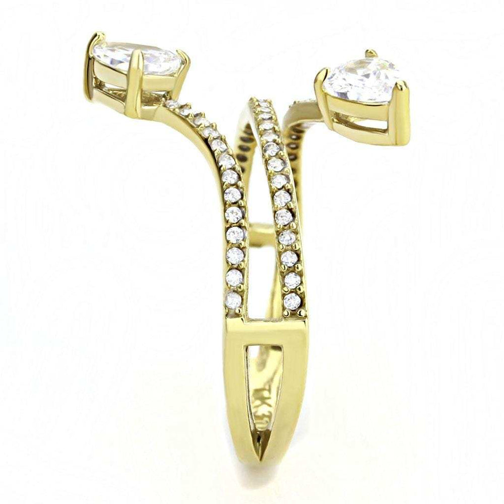 DA171 - IP Gold(Ion Plating) Stainless Steel Ring with AAA Grade CZ in Clear - Alamode - Flyclothing LLC