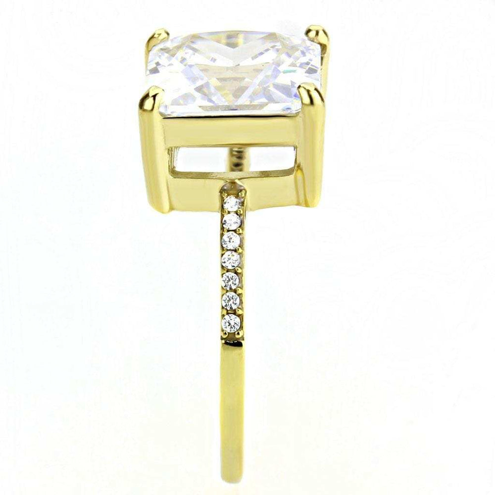 DA172 - IP Gold(Ion Plating) Stainless Steel Ring with AAA Grade CZ in Clear - Alamode - Flyclothing LLC