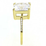 DA172 - IP Gold(Ion Plating) Stainless Steel Ring with AAA Grade CZ in Clear - Alamode - Flyclothing LLC