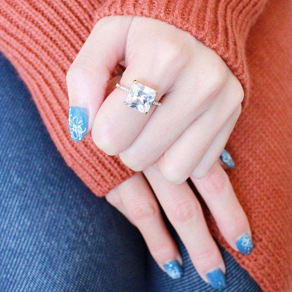 DA172 - IP Gold(Ion Plating) Stainless Steel Ring with AAA Grade CZ in Clear - Alamode - Flyclothing LLC